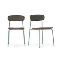 STÜHLE 2er-Set aus Kunstleder mit Metallbeinen 45,5/78/52 cm - Grün, Metall (45.5/78/15cm) - Calicosy