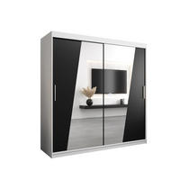 SCHWEBETÜRENSCHRANK 200/200/62 2-türig - Silberfarben/Schwarz, Holz/Kunststoff (200/200/62cm) - Abiks Möbel