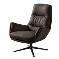 SESSEL mit Kreuzfuß - Dunkelbraun/Schwarz, Leder/Metall (83/95/97cm) - home24