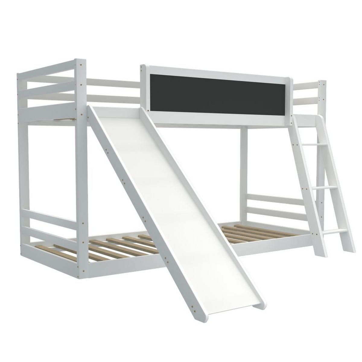 ETAGENBETT 200 x 90cm in Weiß mit Treppe und Rutschen - Weiß, Holz (90/200cm) - KOMHTOM