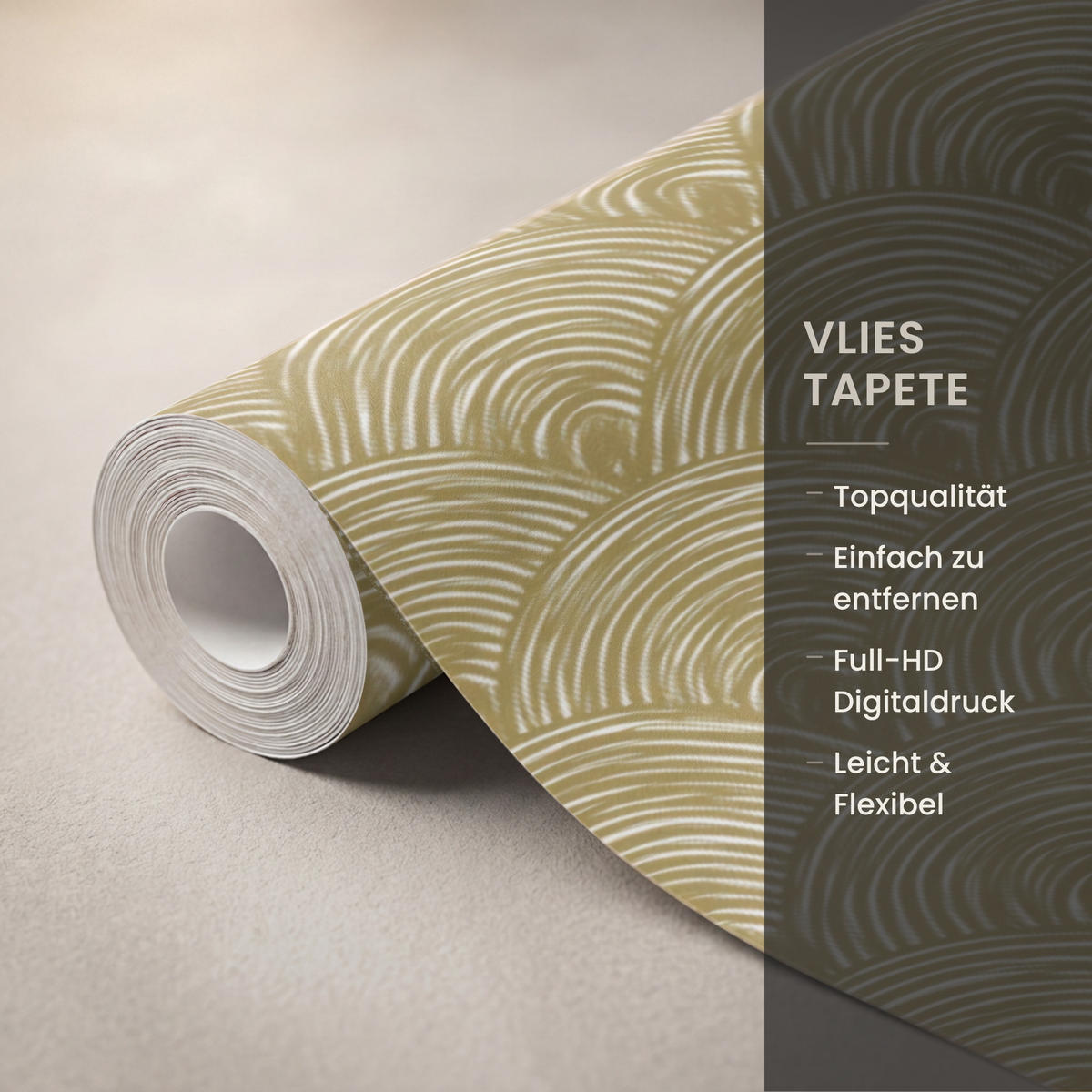 TAPETE - Fächer - Geometrisch - Grün - 500x260 cm - Goldfarben, Papier (500/260cm) - OnlyWow