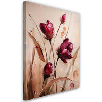 WANDBILD mohnblumen wiese natur blumen burgunderrot - Beige, Textil (40/60cm) - Feeby