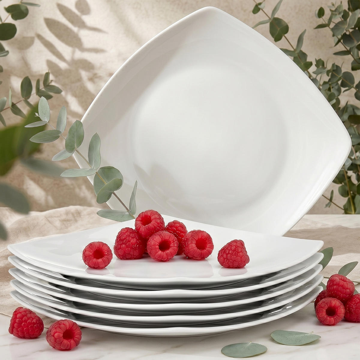 SPEISETELLER CARLINA 6-tlg - Weiß, Keramik (25.5cm) - KONSIMO®