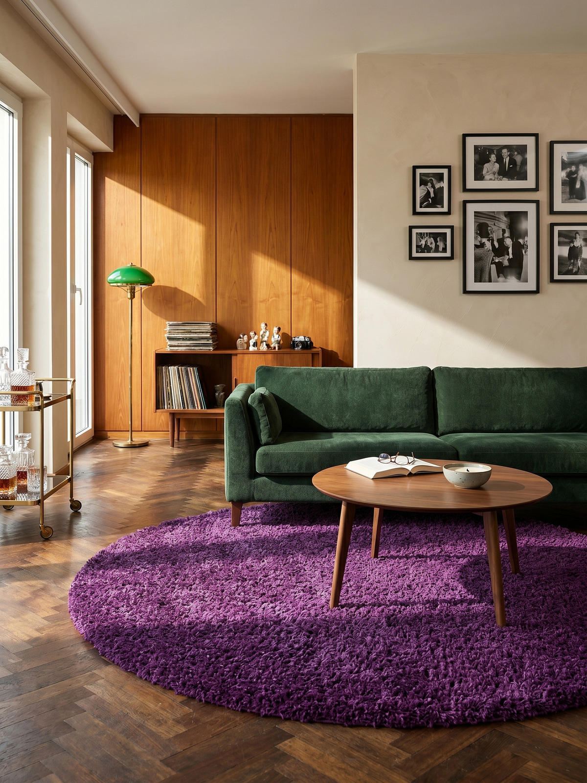 TEPPICH Hochflor Unifarben Polypropylen Wohnzimmer Shaggy Violett Rund 120x120 - Lila, Textil (120/120cm) - KADIMA DESIGN