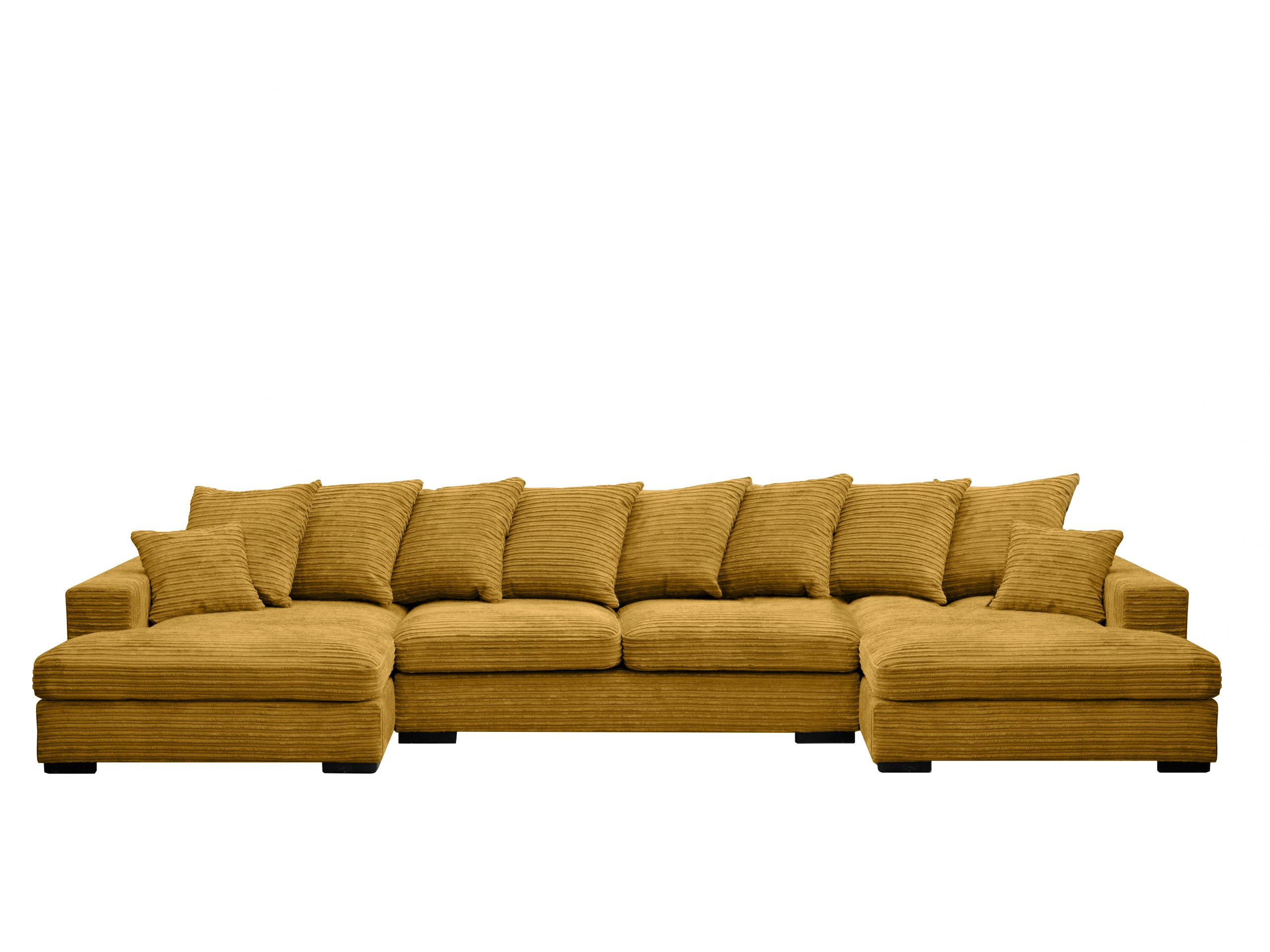 ECKSOFA mit Schlaffunktion und Bettkasten Couch U-form Gabon Stoff Zoom Gelb - Gelb, Holz (373/155cm) - Kaiser Möbel