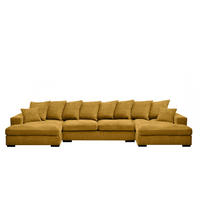 ECKSOFA mit Schlaffunktion und Bettkasten Couch U-form Gabon Stoff Zoom Gelb - Gelb, Holz (373/155cm) - Kaiser Möbel