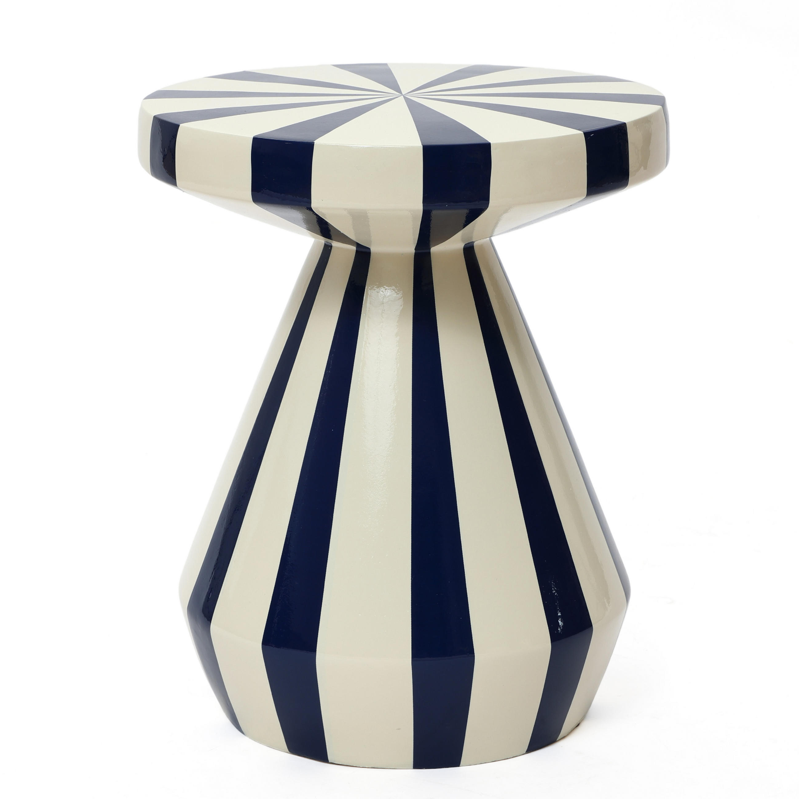BEISTELLTISCH Rund Magnesiumoxid (MgO) mit Marineblau-Creme Gestreift - Blau, Naturmaterialien (34/34/40cm) - Hometopia