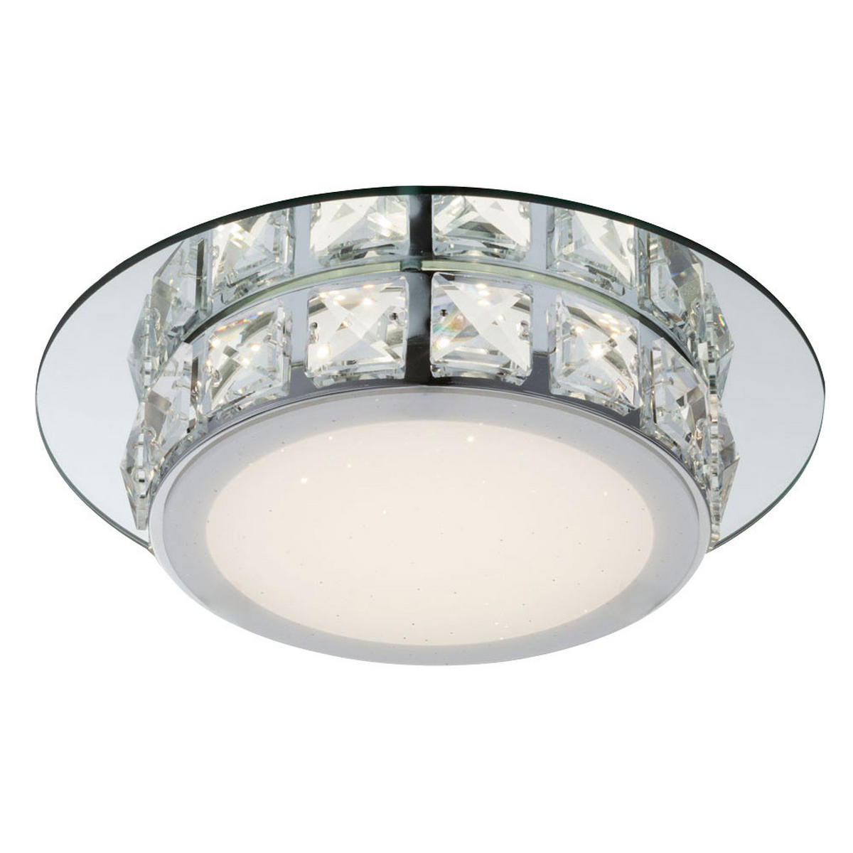 LED DECKENLEUCHTE Metall Opal Silber - Silberfarben, Glas (25/25/7cm)