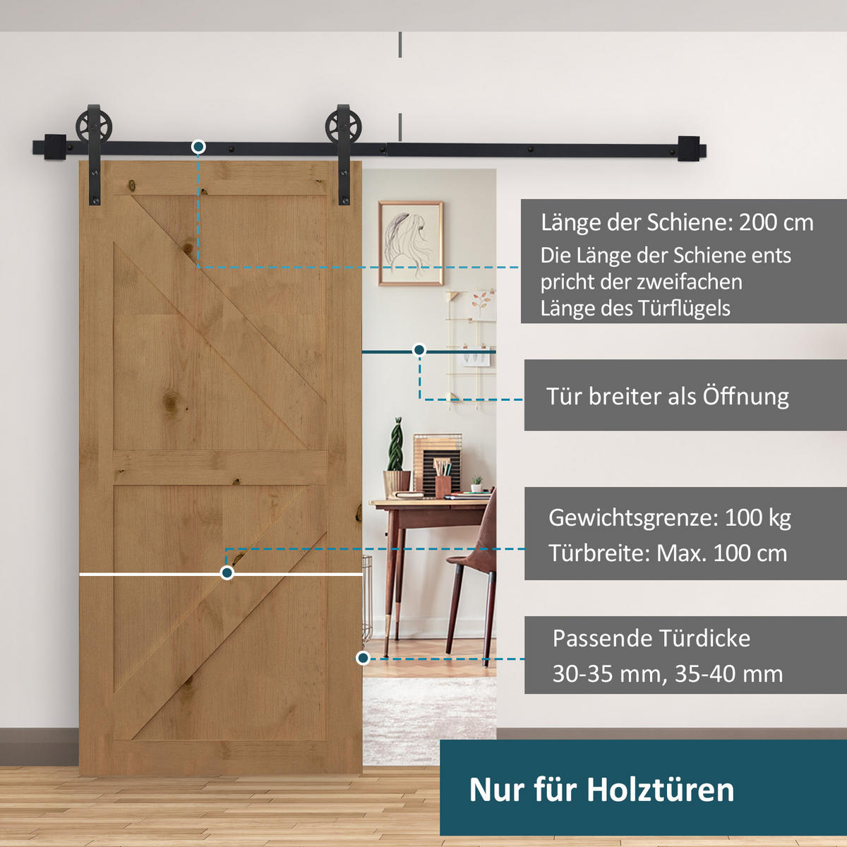 SCHIEBETÜRSYSTEM - Schwarz, Metall (4/0.6/200cm) - HOMCOM
