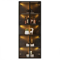 VITRINE Eckschrank LED Glasfront Schwarz 160cm Display Schrank - Schwarz, Holzwerkstoff (62/160/32cm) - FLIEKS