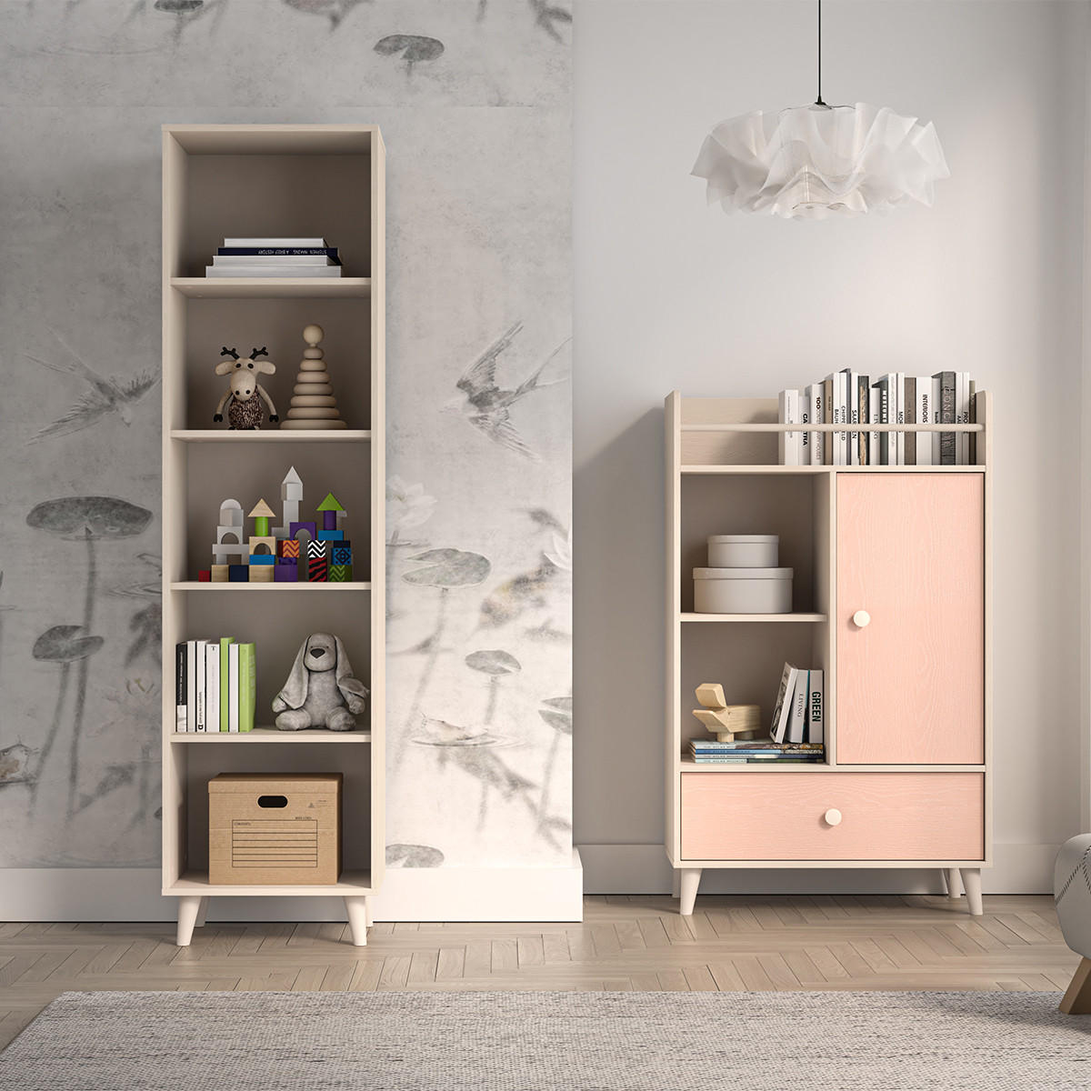 KNIHOVNA Alycia Béžová - efekt dřeva - hnědá, dřevo (50/190/40cm) - Petits-meubles