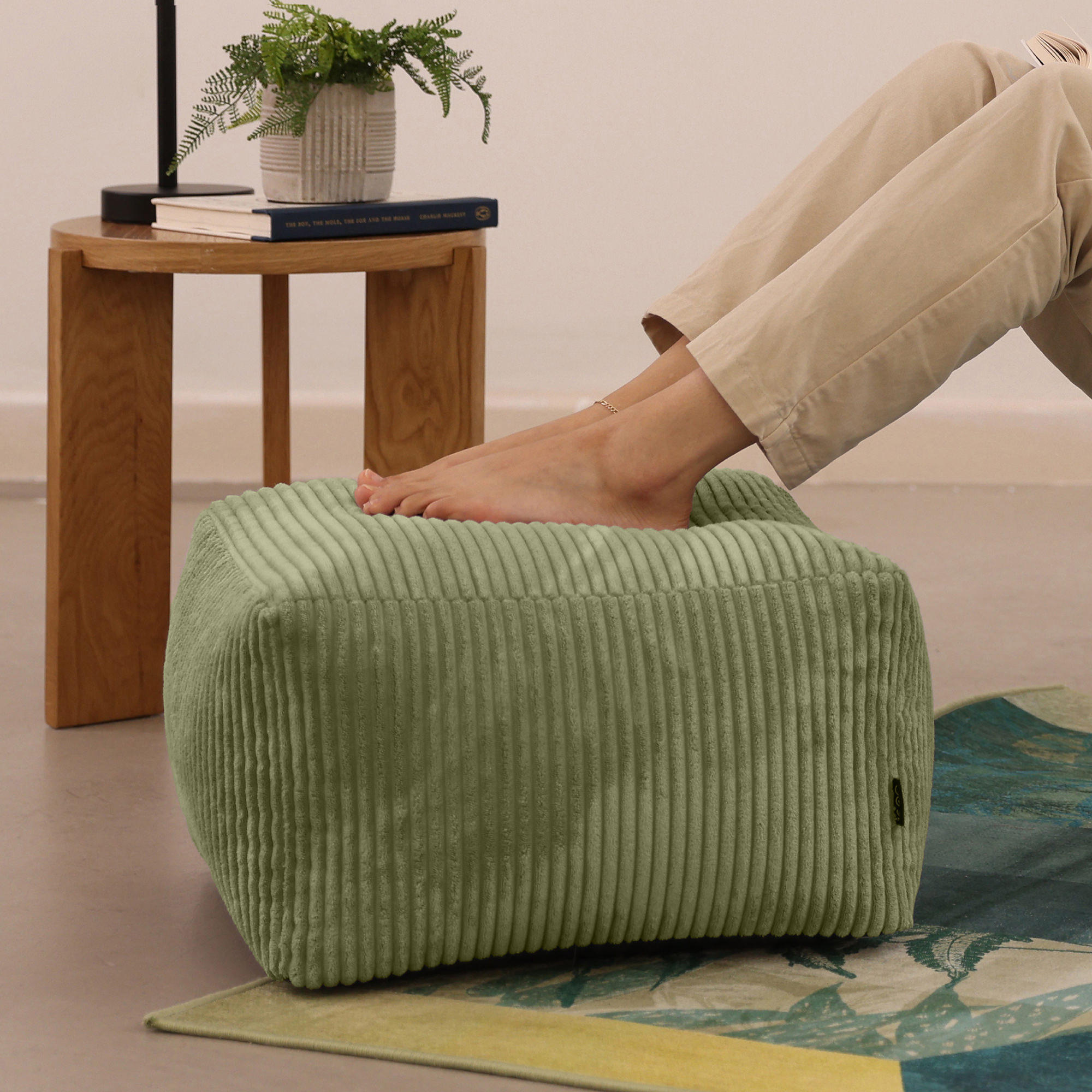 SITZPOUF Amara - Salbeigrün, Textil (40/24/40cm) - icon