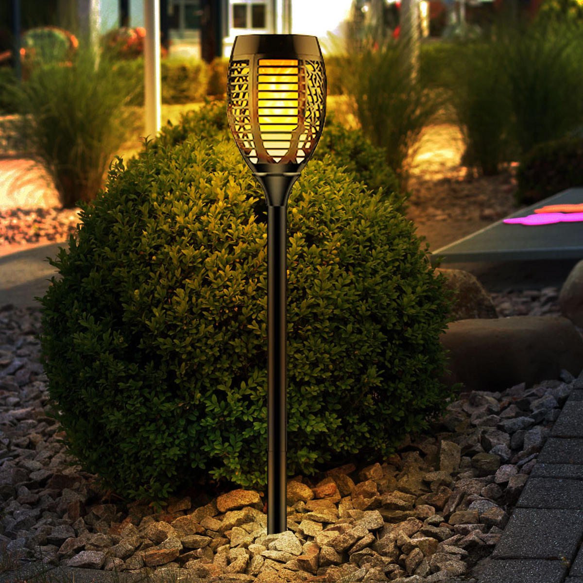 LED SOLARLEUCHTE Fackel Schwarz Kunststoff - Schwarz, Kunststoff (12/12/72.5cm)