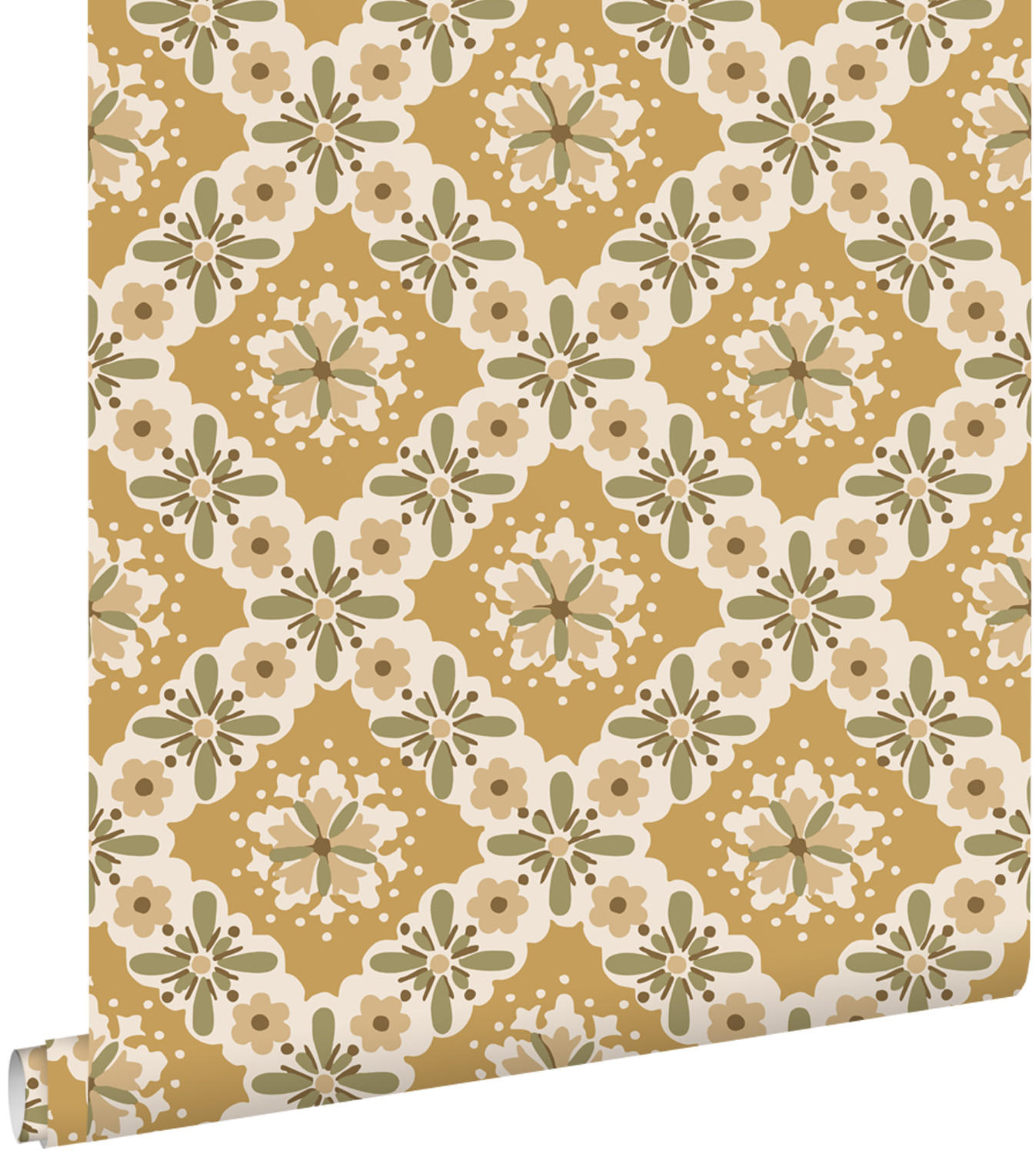 TAPETE Blumenmuster 50 x 900 cm - Gelb, Papier (50/900cm) - ESTAhome