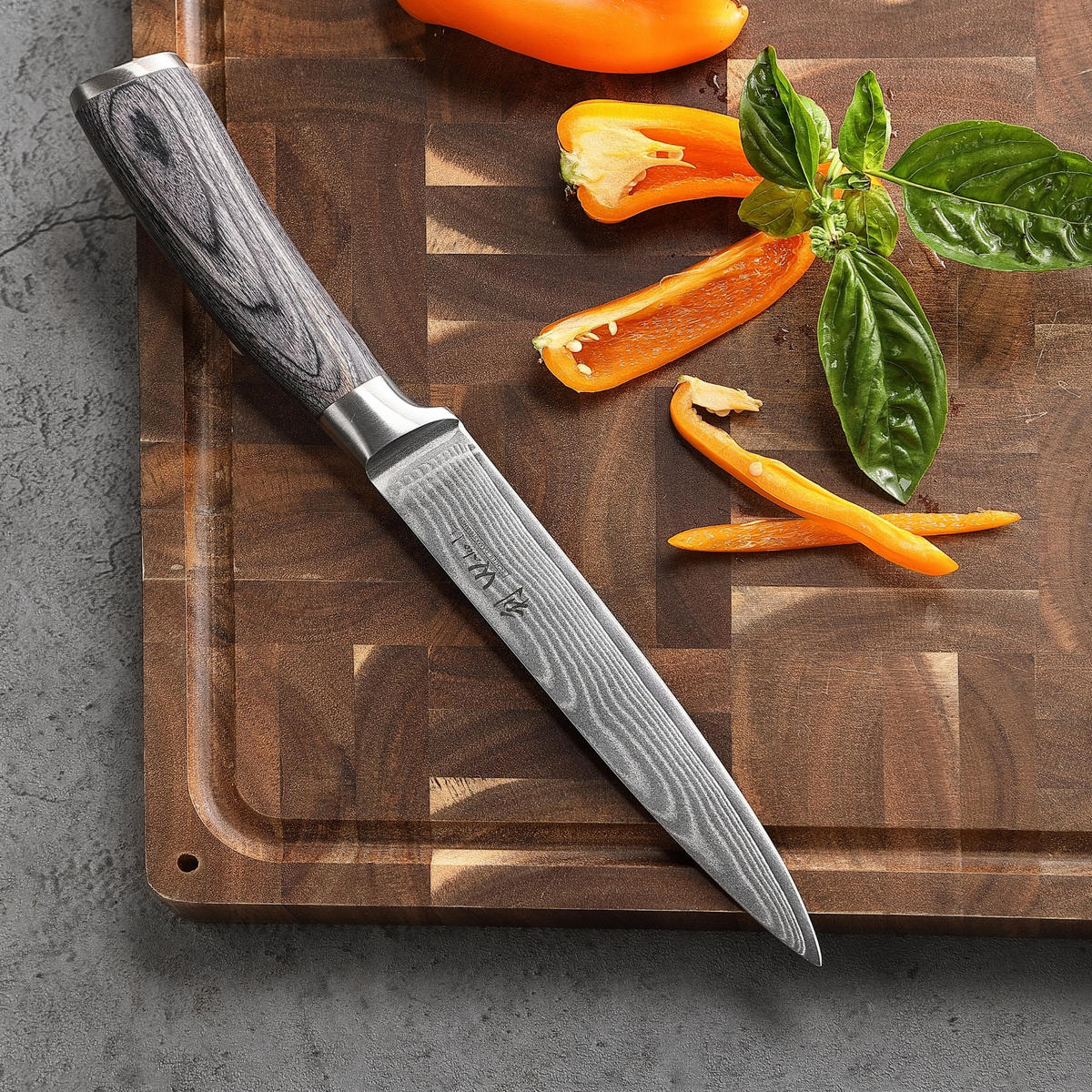 MESSERSET 4-TEILIG 8–18 cm - Grau, Holz/Metall - Wakoli