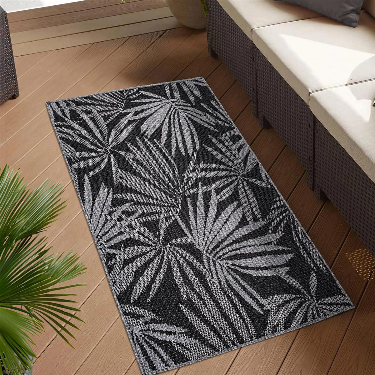 OUTDOOR-TEPPICH DuoRug 5771 Anthrazit 80x150 cm - Anthrazit, Textil (80/150cm) - carpet city