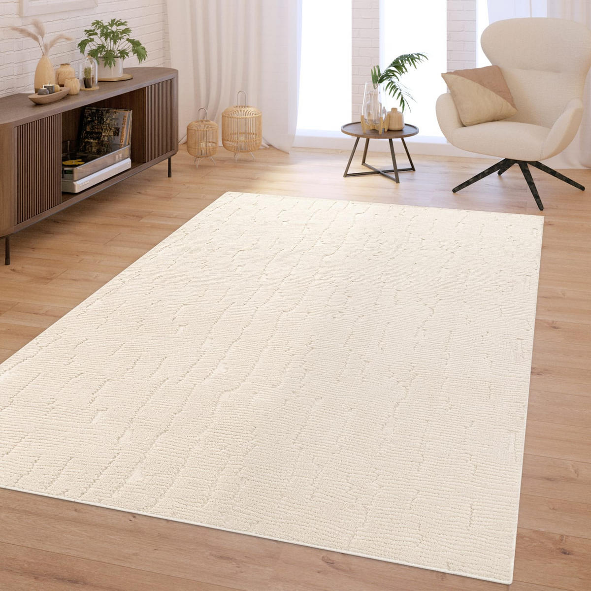 HOCHFLORTEPPICH Boho Creme 160 x 220 cm - Creme, Kunststoff (160/220cm) - TT Home