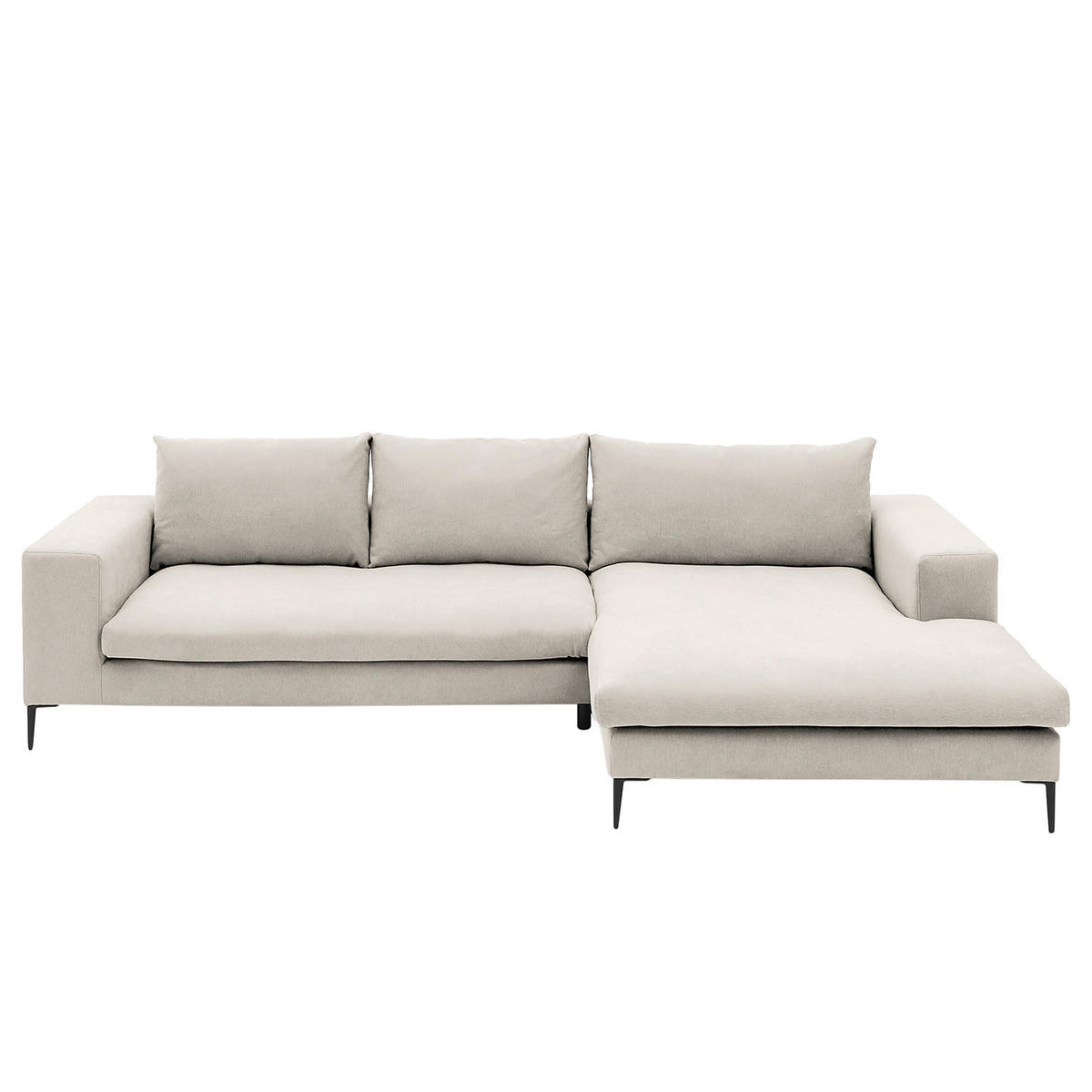 ECKSOFA mit Longchair - Beige, Textil/Metall (321/170cm) - home24