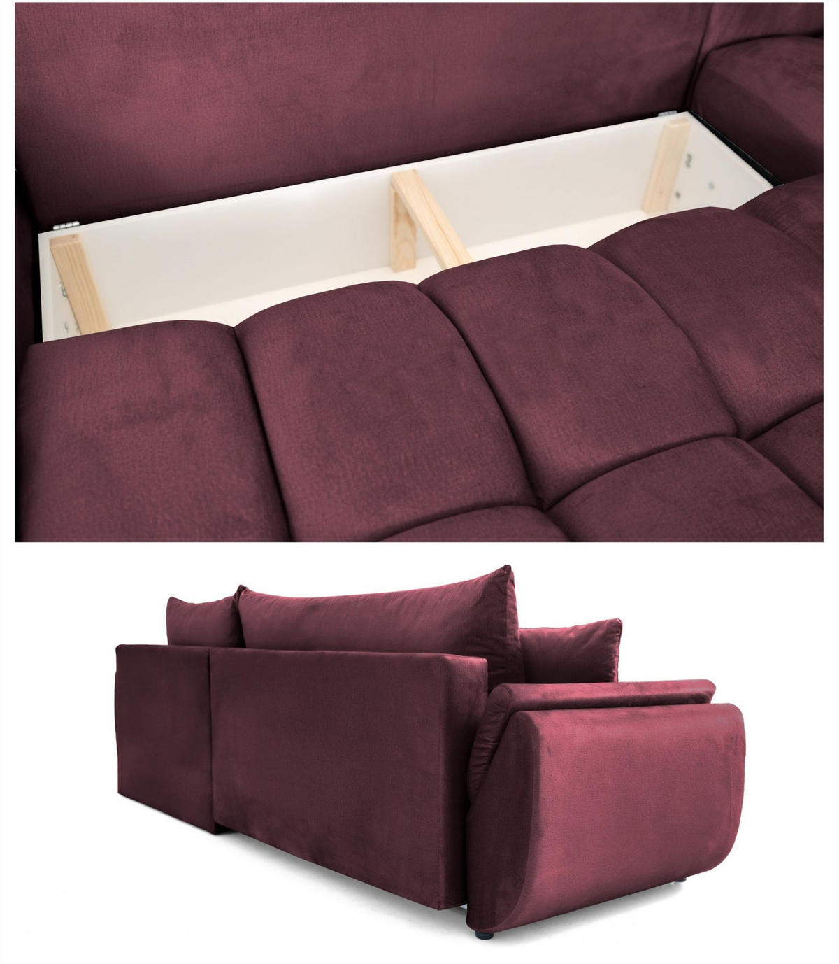 ECKSOFA Collin Mit Schlaffunktion - Bordeaux, Holzwerkstoff/Textil (185/280cm) - Fun Möbel