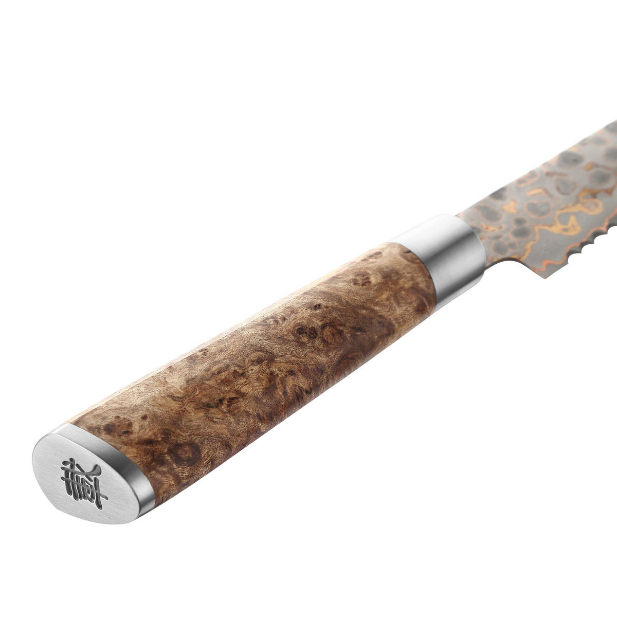 BROTMESSER 27 cm WELLENSCHLIFF - Ahornfarben, Holz/Metall (40cm) - Zayiko