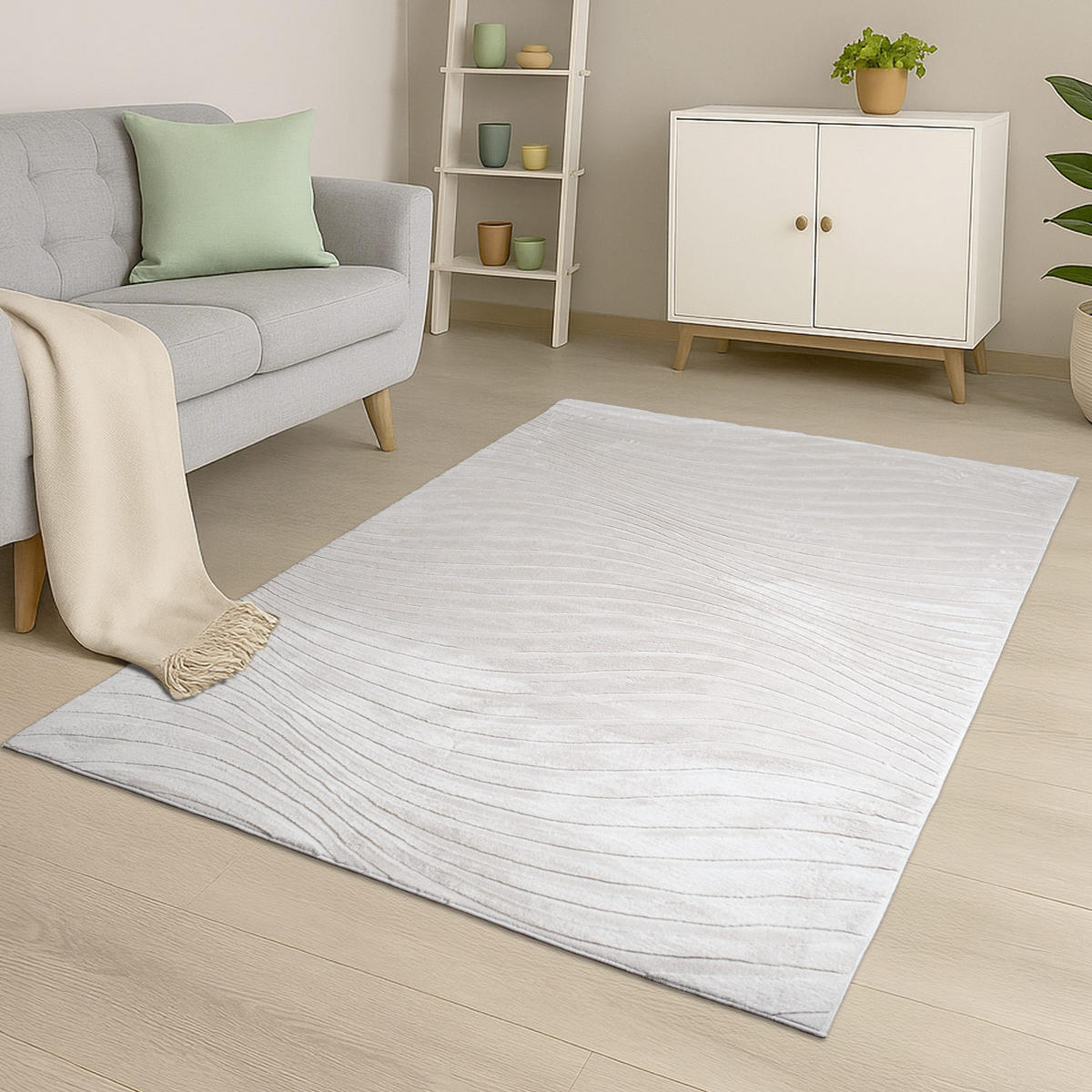 KURZFLOR-TEPPICH Waves 503 Hellgrau/ Taupe 160x230 cm - Taupe, Textil (160/230cm) - carpet city