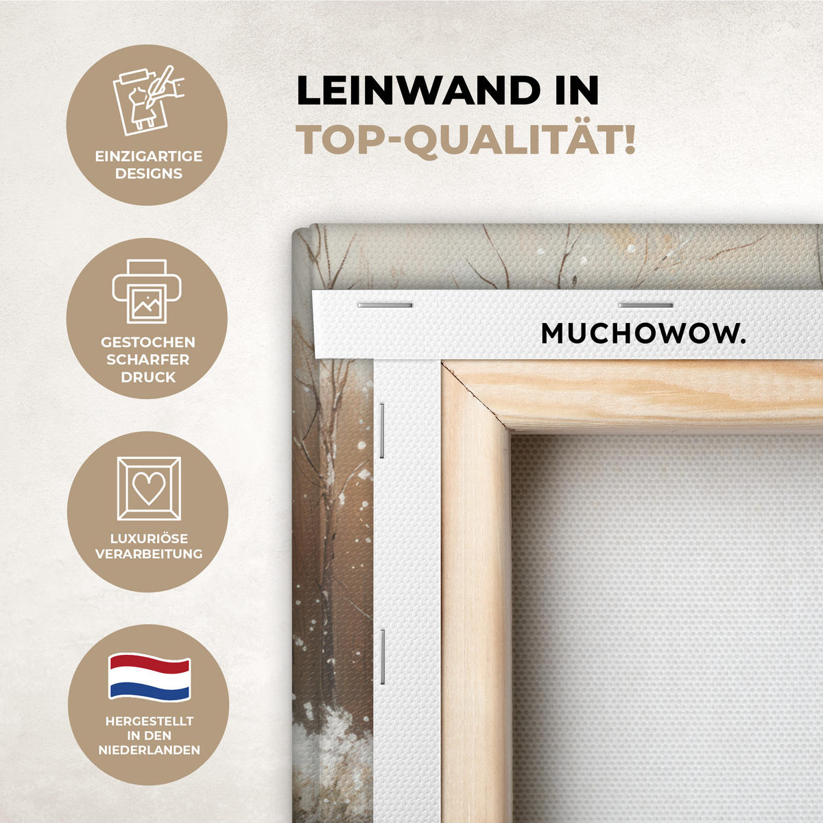 LEINWANDBILD Weihnachten - Zuhause - Winter - Schnee 40x30 cm - Creme, Textil (40/30cm) - MuchoWow