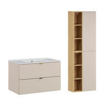 BADMÖBEL 80cm Azel 2er-Set Kaschmir - Beige, Holzwerkstoff (80/50/46cm) - Petits-meubles