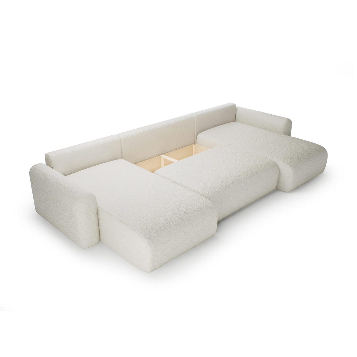 WOHNLANDSCHAFT mit Schlaffunktion Thekla U, Creme - Creme, Textil (366/70/150cm) - Fedve