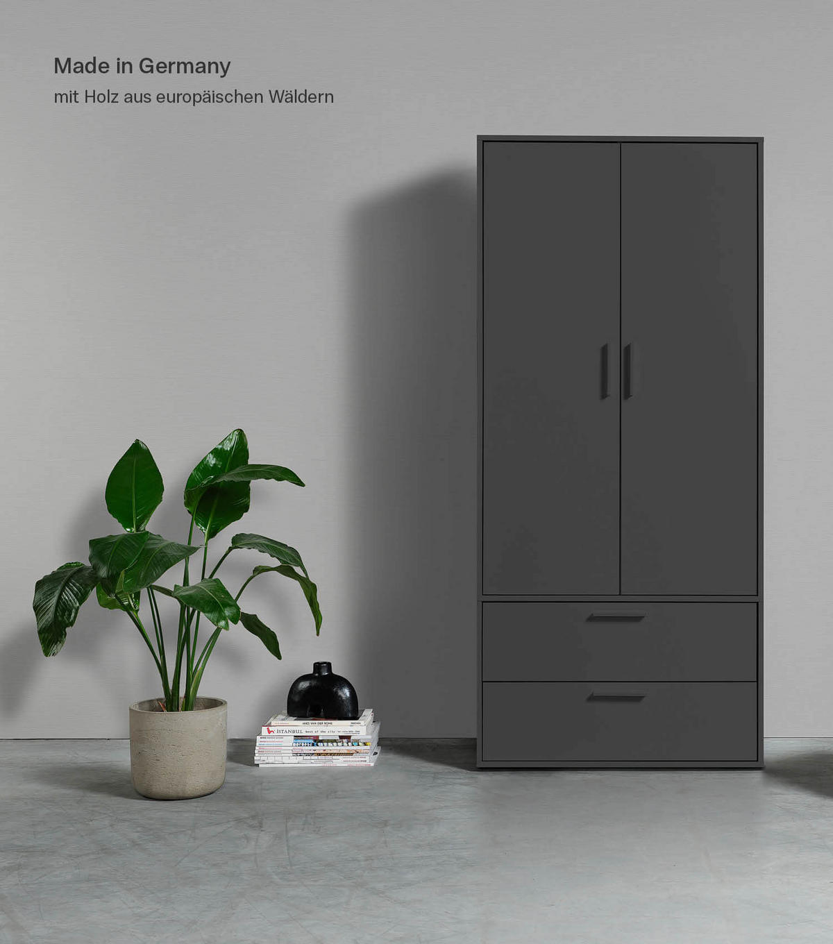 KLEIDERSCHRANK Der Kleiderheld - Anthrazit, Holzwerkstoff (80/180/51cm) - Mokebo