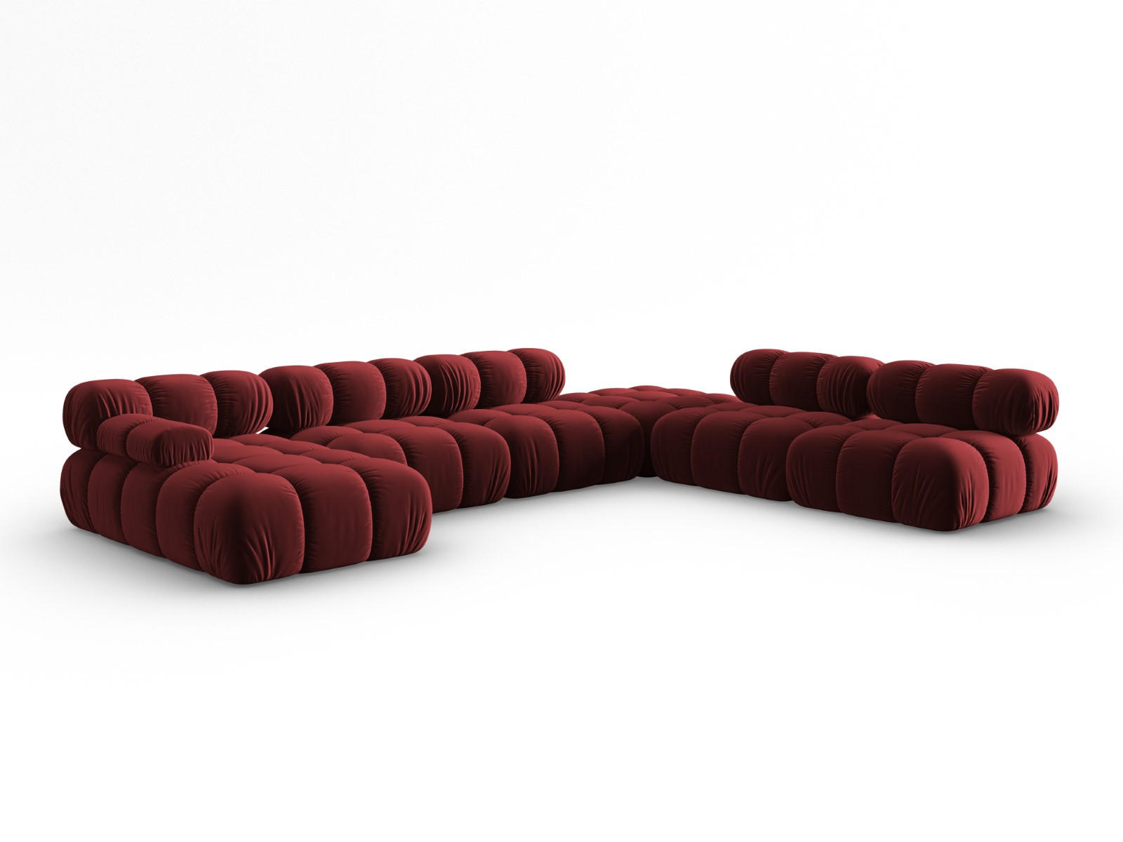 MODULARES-PANORAMASOFA rechts Bellis aus Samt dunkelrot 7 Sitzplätze - Dunkelrot, Textil (282/63/379cm) - Micadoni