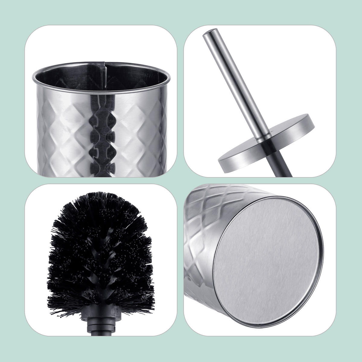 2-TLG.BADEZIMMER-SET - Silberfarben, Kunststoff/Metall (32.5/14/3cm) - Relaxdays