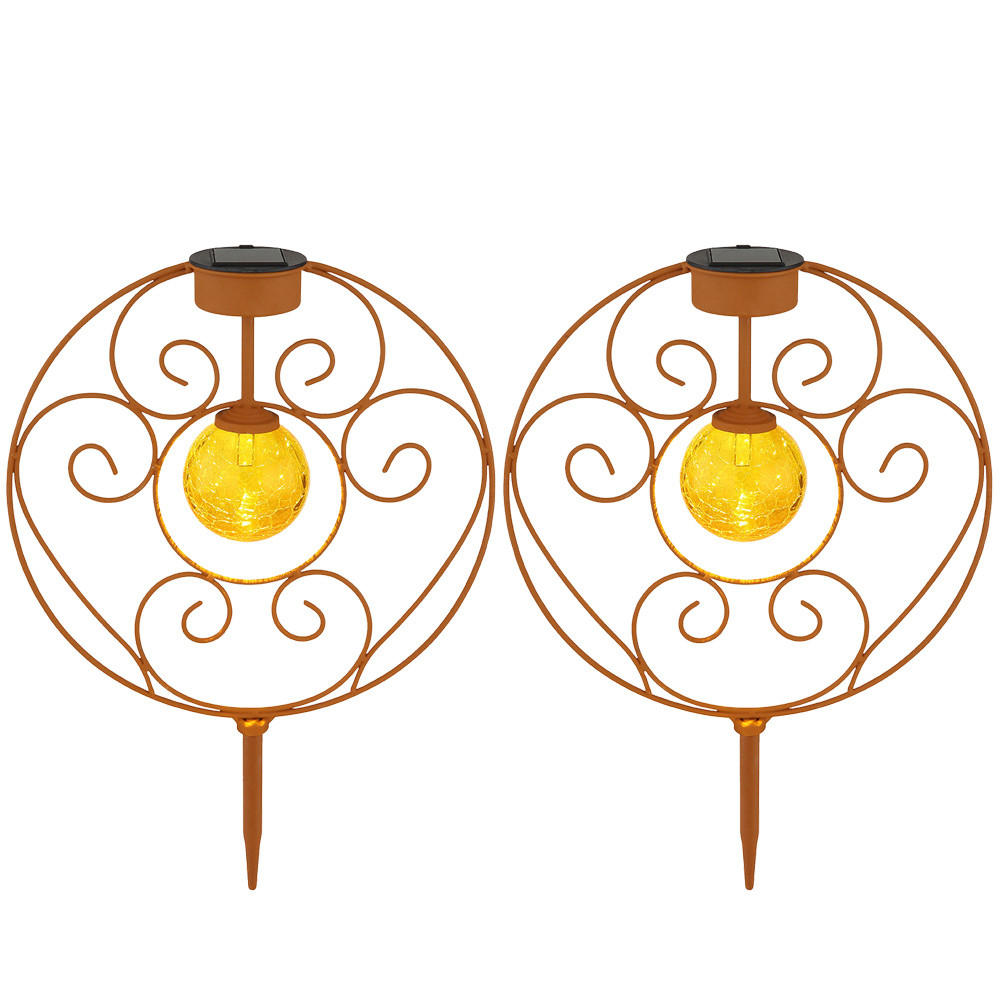 LED AUSSENLEUCHTE Solar Metall Rost Braun - Braun, Glas (30/8.5/41cm) - Globo Lighting