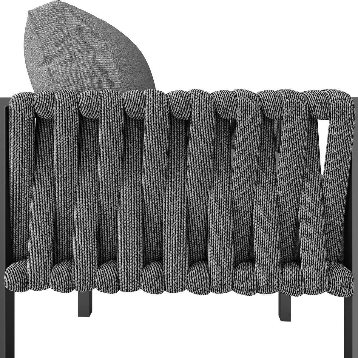 OUTDOOR-SOFASET 238x61x78cm grau aus Metall und mit Kissen - Grau, Metall - Modfu