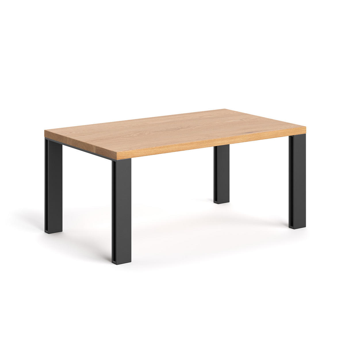 COUCHTISCH Fold aus massivem Eichenholz 80 cm - Eichefarben/Schwarz, Holz/Metall (80/60/45cm) - Danzz