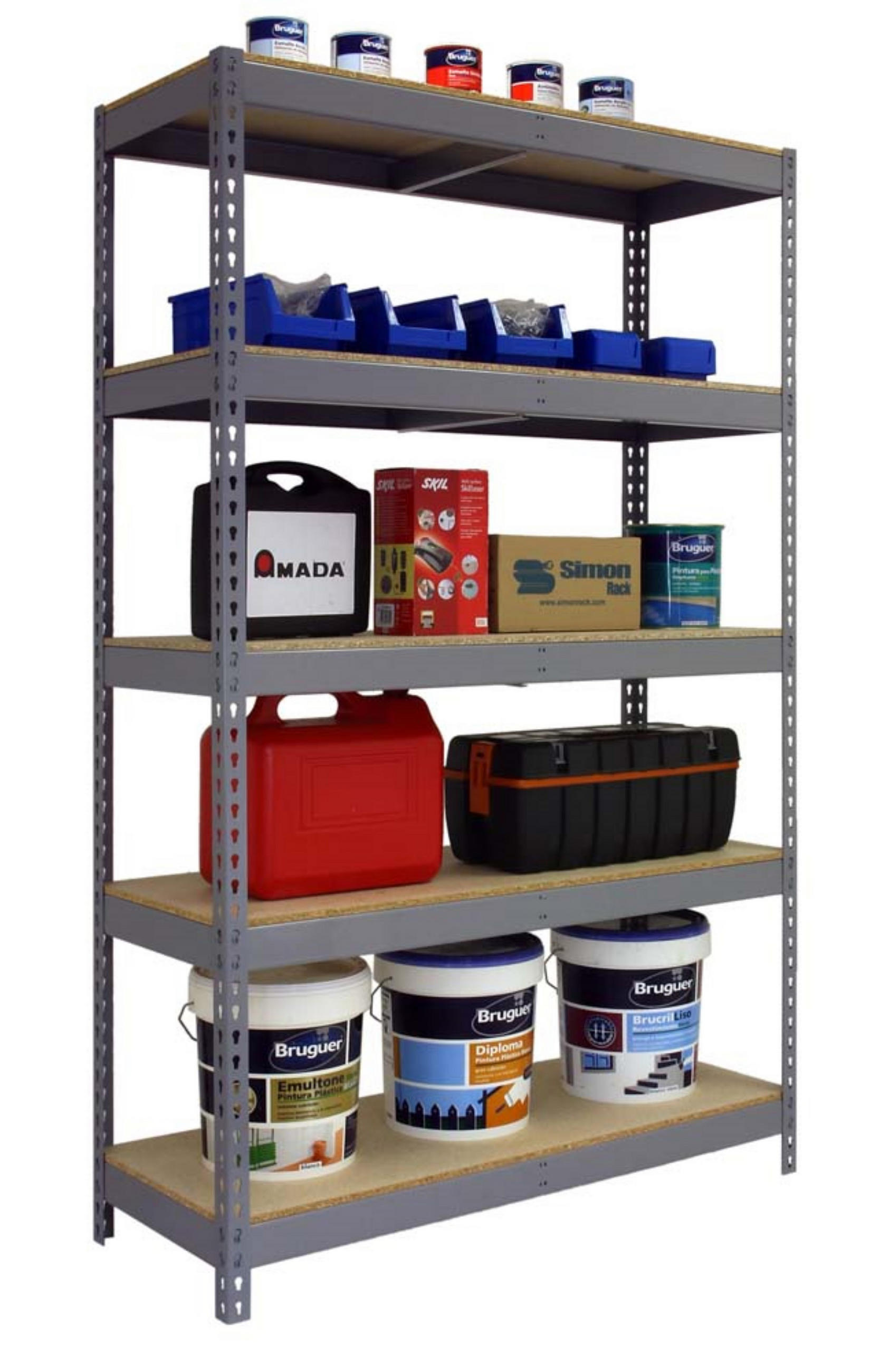SCHWERLASTREGAL WOOD YETI LIGHT FIVE | HxBxT 200x120x60cm | Fachlast 300kg | Grau - Grau, Metall (120/200/60cm) - PROREGAL