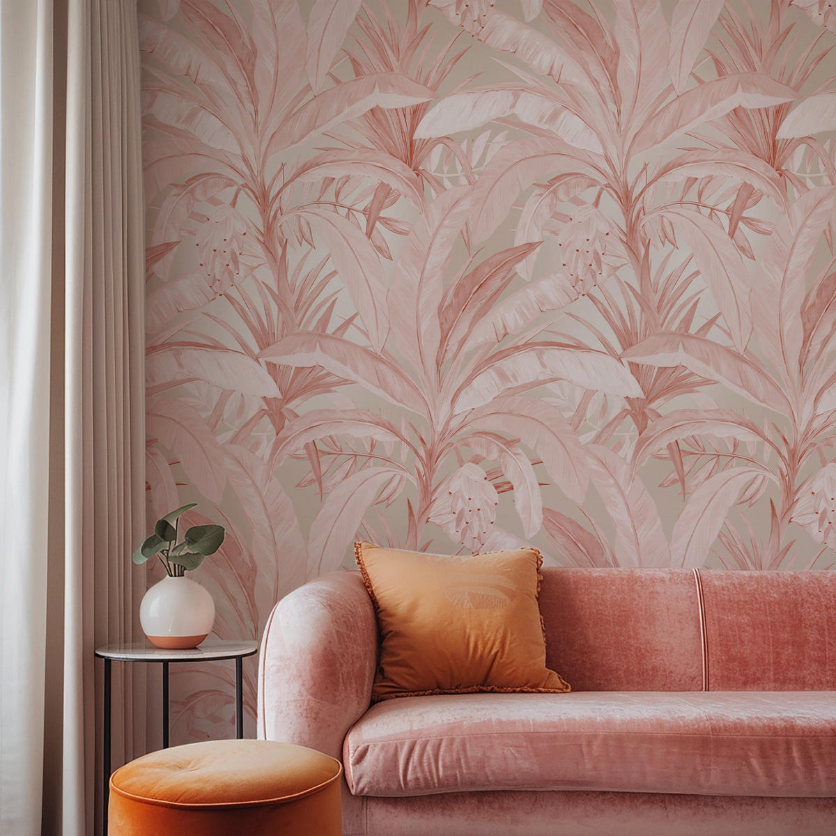 TAPETE Dschungel aus echtem Papier, 200x280cm, 8 Bögen - Pink, Papier (280/200cm) - WALLPAPERS4BEGINNERS