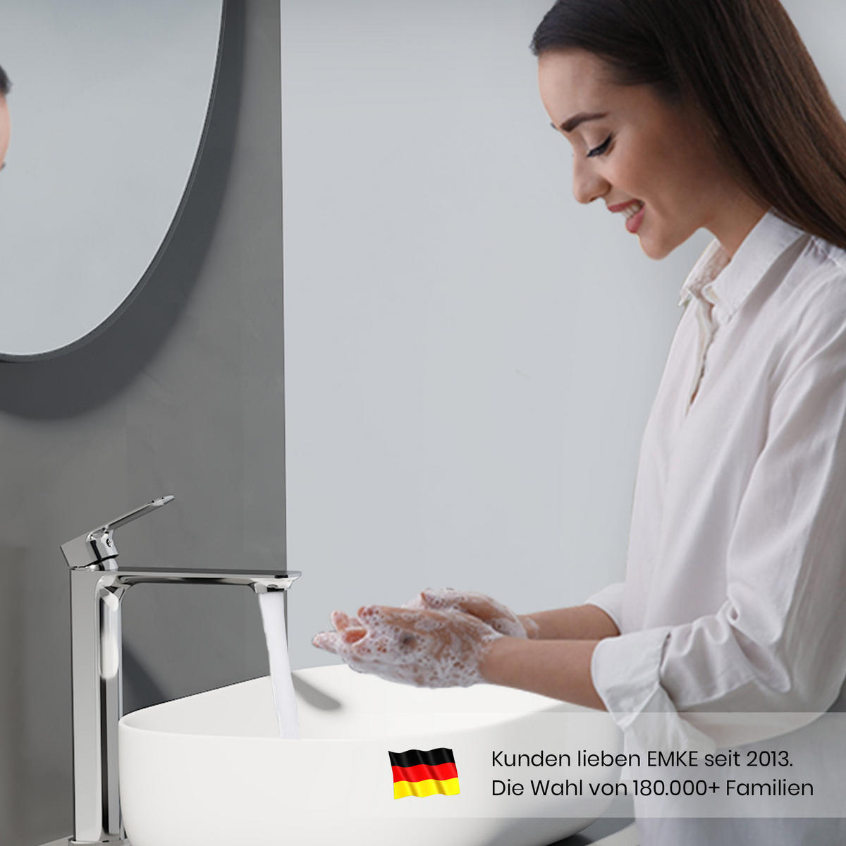 WASCHTISCHARMATUR aus 4MS-Messing Verchromt 21,5 cm - Chromfarben, Metall (21.5/4.9/26.9cm) - EMKE