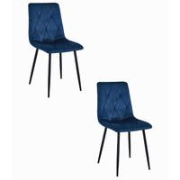 ESSZIMMERSTUHL 2-er Set TYRA marineblauer Sitz, schwarze Beine - Schwarz/Dunkelblau, Textil (44.5/87/54.5cm) - Valora