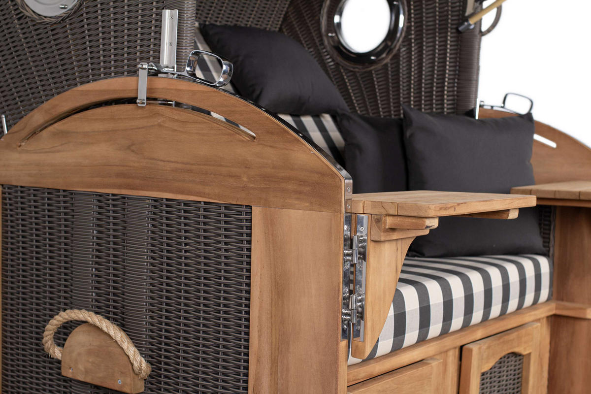 STRANDKORB XL Schillig Bullauge - Braun/Grau, Metall (142/170/95cm) - Mr. Deko