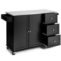 KÜCHENINSEL Schwarz - Schwarz, Holz (46/92/135cm) - COSTWAY