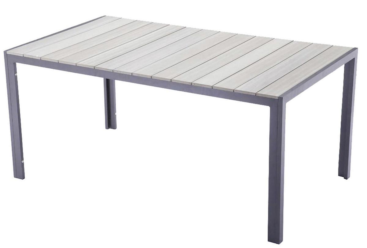 GARTENTISCH Lina rechteckig Terrassentisch - Hellgrau, Kunststoff (150/90/72cm) - DELUKE