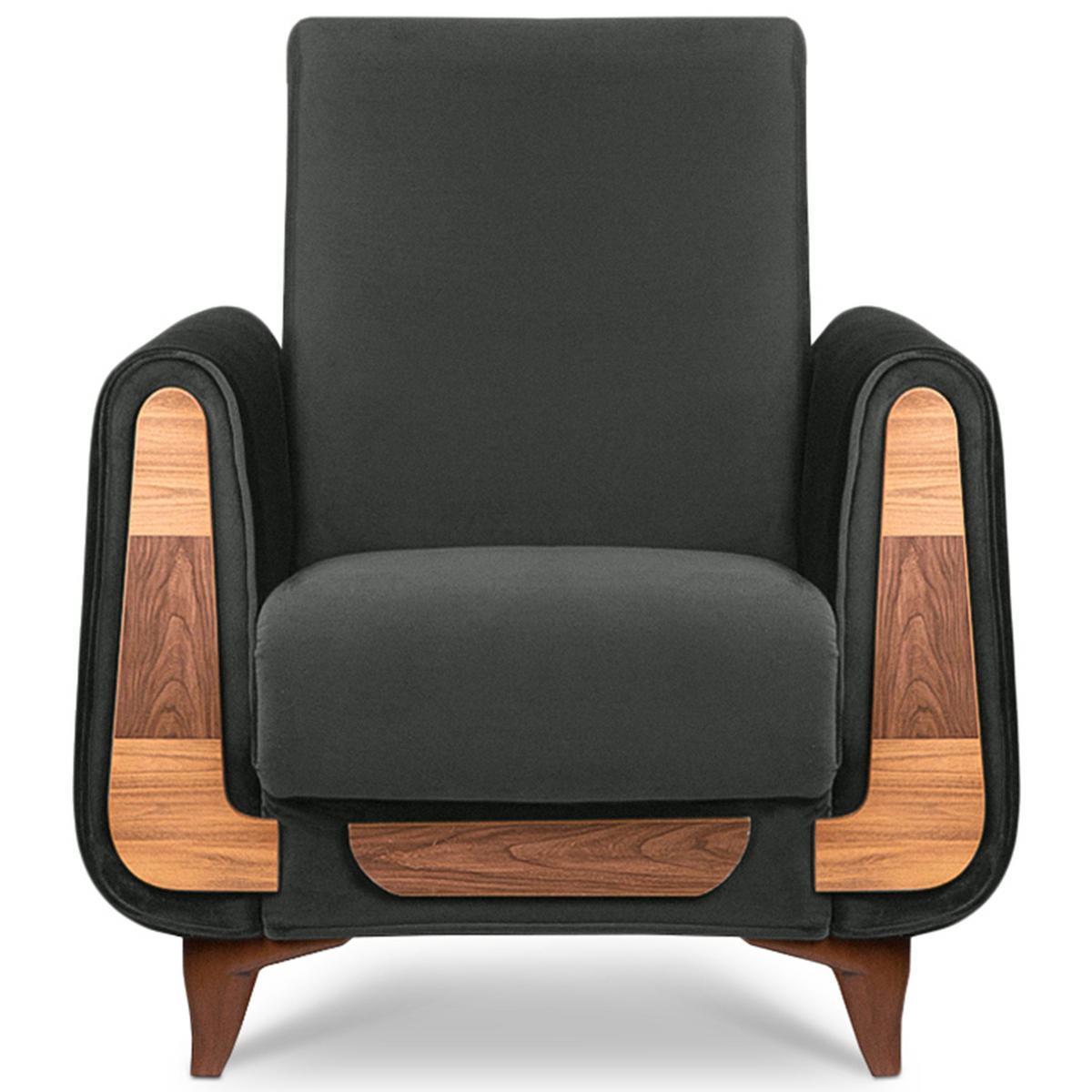 SESSEL GUSTAVO mit Armlehnen, Grau - Anthrazit/Braun, Holz/Holzwerkstoff (83/95/92cm) - KONSIMO®