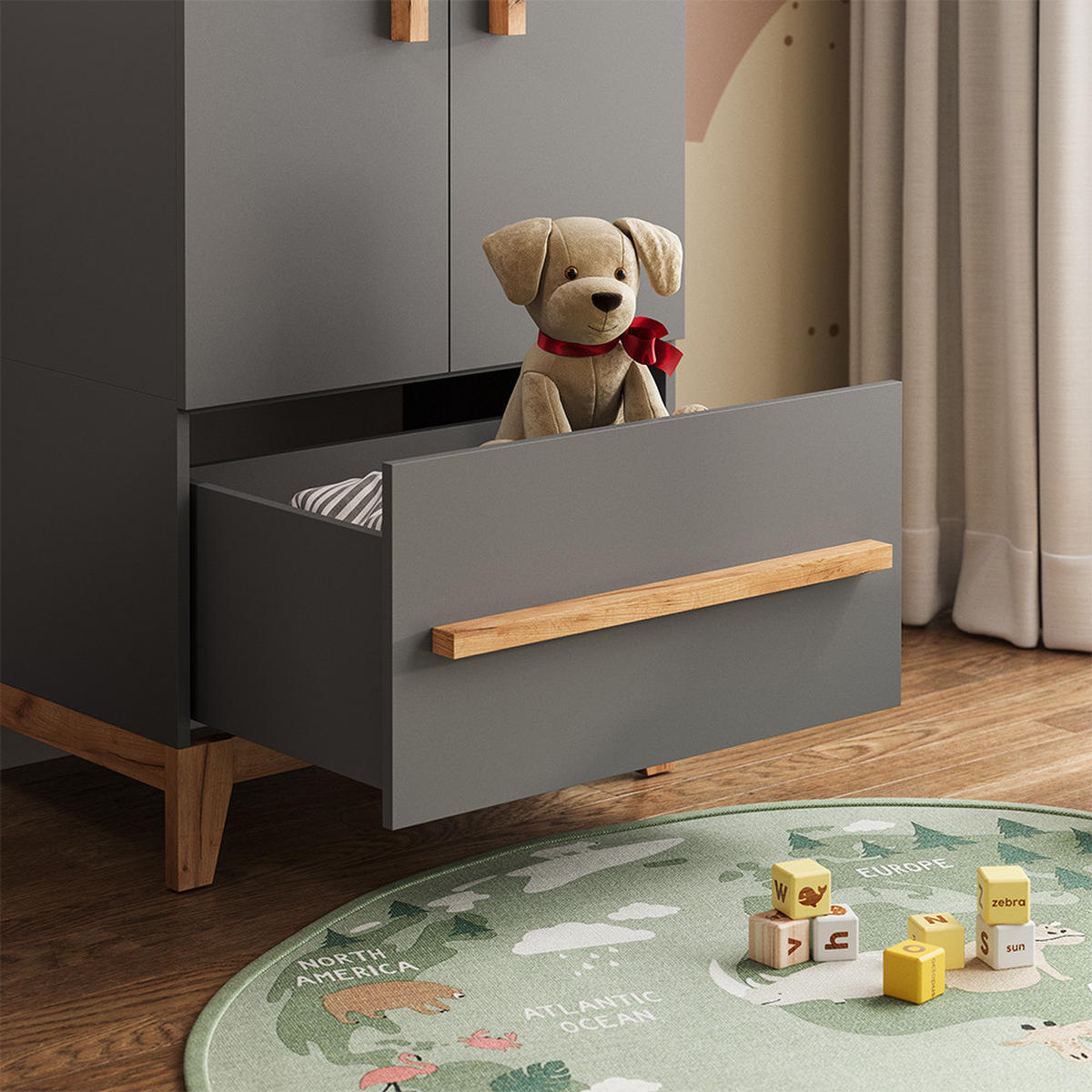 KINDERKLEIDERSCHRANK Malia Grau/Artisan 70 x 186.8 cm - Grau, Holzwerkstoff (70/186.8/53.4cm) - VitaliSpa