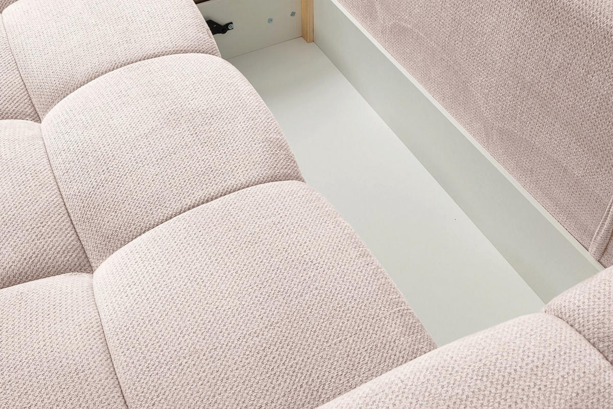 ECKSOFA Taremi mit Chenillebezug Hellbeige, beidseitig - Ecru/Schwarz, Textil (267/185cm) - Selsey