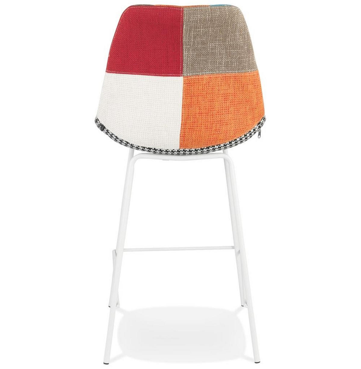 BARHOCKER – Patchwork, 65 cm, hohe Lehne, Metall Weiß, REMAXO - Multicolor/Weiß, Textil/Metall (45/105/49cm) - KADIMA DESIGN