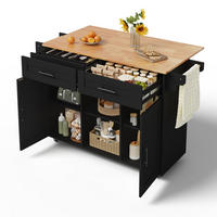KÜCHENINSEL 145/70/94,5 cm aus MDF mit klappbarer Arbeitsplatte Schwarz - Schwarz, Holzwerkstoff (145/94.5/70cm) - Modenvie