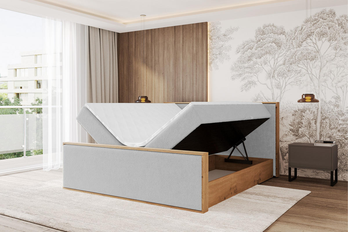 BOXBETT LOLLI9 -Z 200x200 - H4 Hellgrau - Hellgrau, Holzwerkstoff (200/200cm) - ALTDECOR