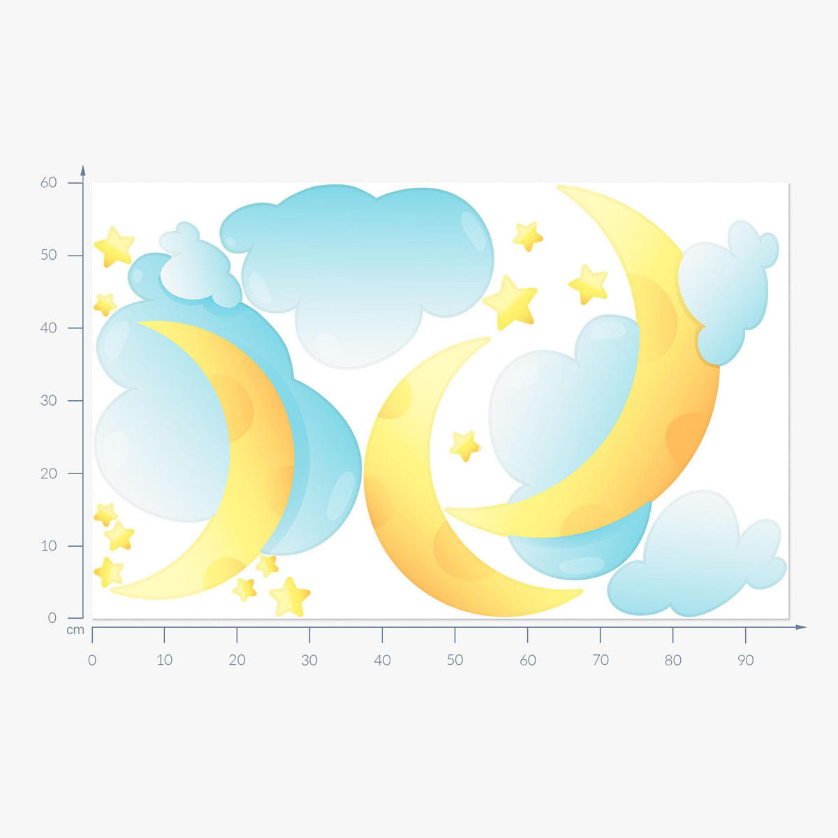 WANDAUFKLEBER 60x96cm - Nachthimmel Monde - Multicolor, Kunststoff (60/96/0.1cm) - Wallfluent