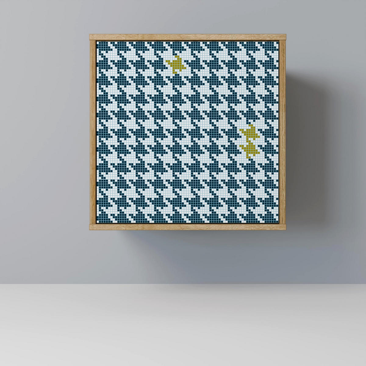 SIDEBOARD OUT OF CONTEXT, Eichefarben, 57,5x42x70,5 cm, Schwarze Metall-Sternfüße - Eichefarben/Multicolor, Holzwerkstoff/Metall (57.5/70.5/42cm) - SpaceRebels