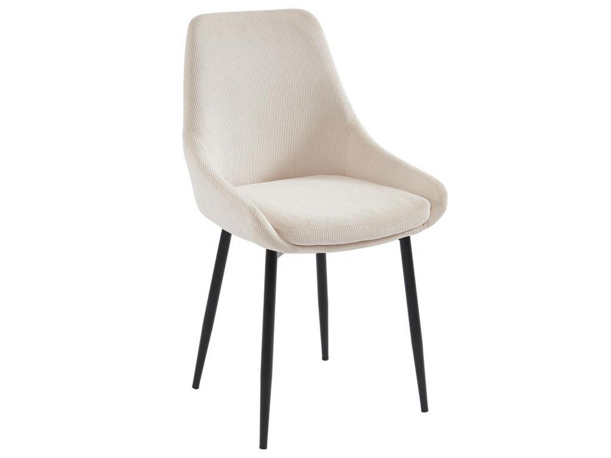 STUHL 6er-Set - Cord & Metall - Cremefarben - MASURIE - Creme, Textil (56/85.5/49cm) - Vente-Unique